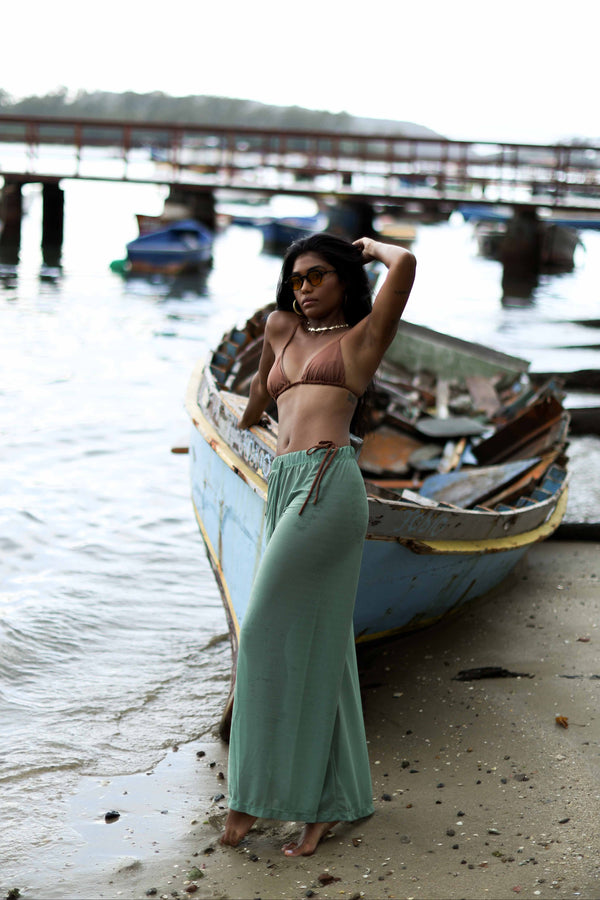 Calça pos praia verde tela