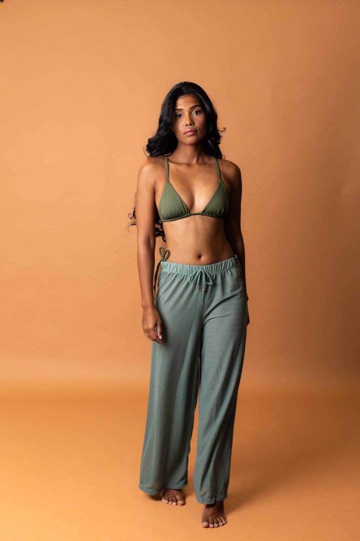 Calça pos praia verde transparente