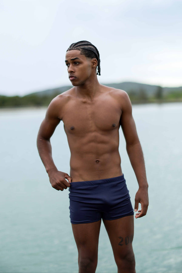 Sunga box azul com cadarço