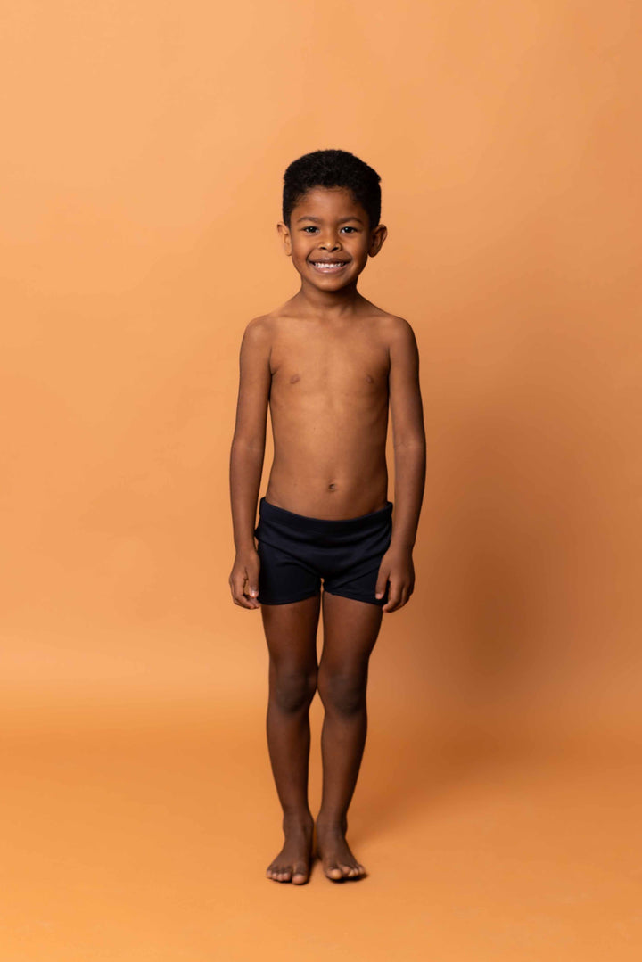 Sunga box infantil preto com cadarço