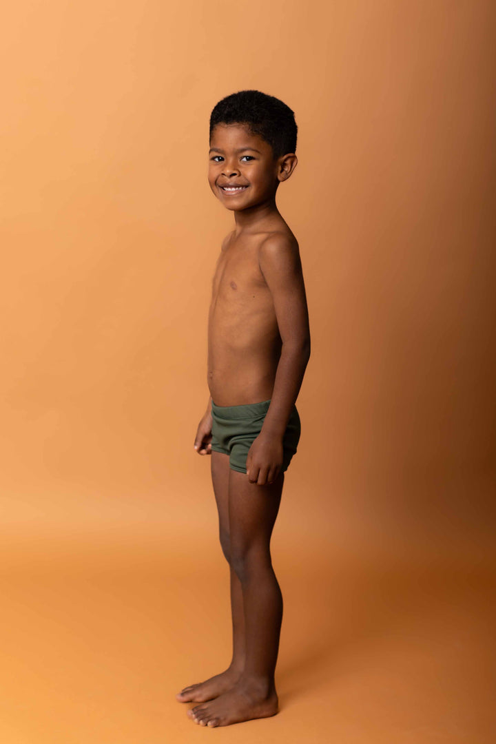 Sunga box infantil verde com cadarço