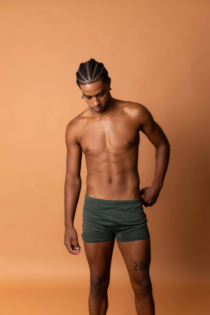 Sunga box verde com cadarço